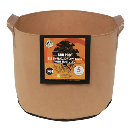 Gro Pro Essential Round Fabric Pot w/ Handles Tan