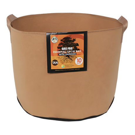 Gro Pro Essential Round Fabric Pot w/ Handles Tan