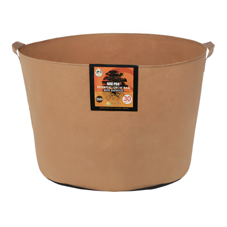 Gro Pro Essential Round Fabric Pot w/ Handles Tan