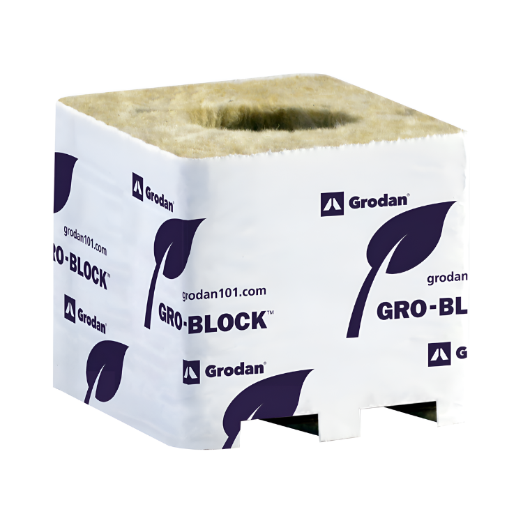 Grodan Improved 4 Block, 3Inches x 3Inches x 2.5Inches with hole, shrink wrapped, on strip, case of 384