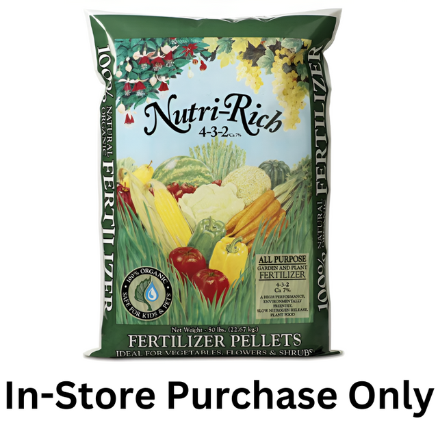 micronutrient-rich plant fertilizer Nutri-Rich 4-3-2 Fertilizer Pellets (50 lb)