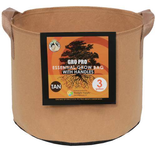 Gro Pro Essential Round Fabric Pot w/ Handles Tan