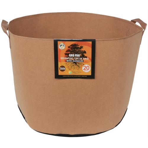 Gro Pro Essential Round Fabric Pot w/ Handles Tan