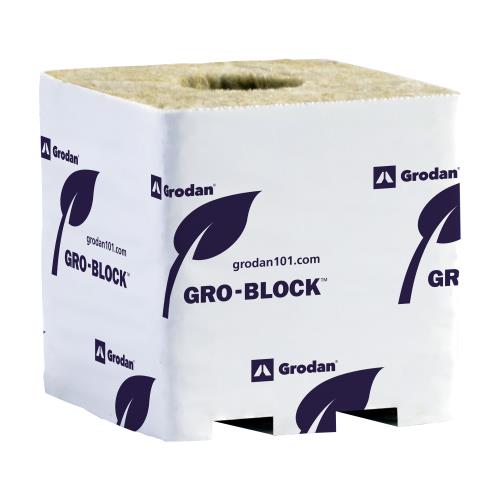 Grodan Pro Improved 10 Block, 4Inches x 4Inches x 4Inches, on strip with hole, case of 144, Commercial